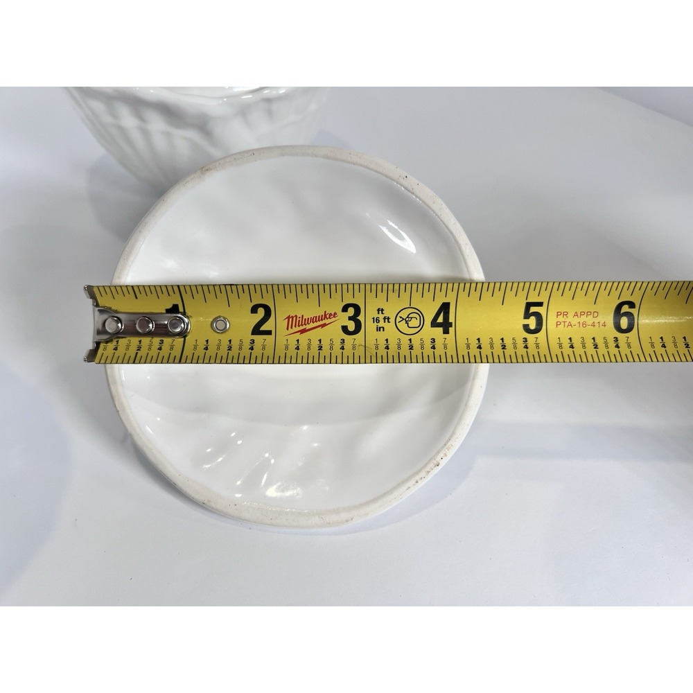 VTG OLFAIRE Portugal White Ceramic Shell Lidded Bowls Set Of 2- Coastal Cottage - Picture 14 of 15